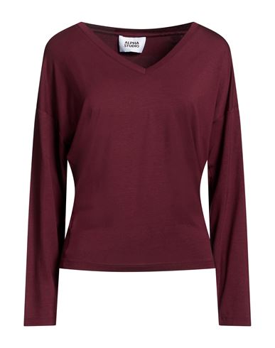 Alpha Studio Woman T-shirt Burgundy Size 14 Viscose, Elastane In Red