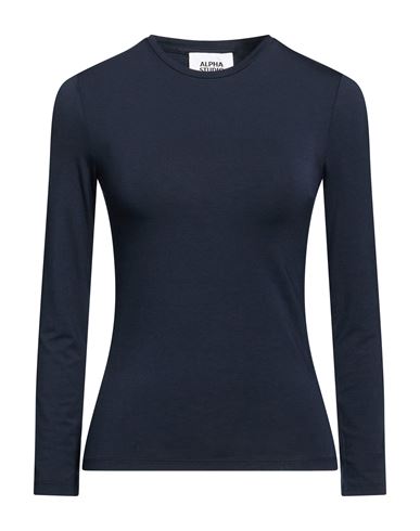 Alpha Studio Woman T-shirt Midnight Blue Size 10 Viscose, Elastane