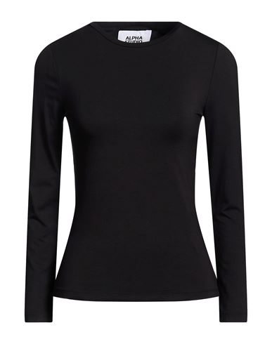 Alpha Studio Woman T-shirt Black Size 10 Viscose, Elastane