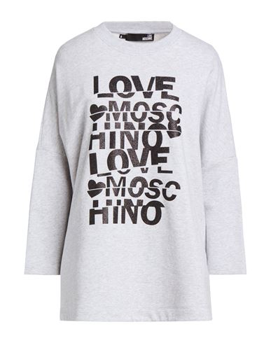 Love Moschino Woman Sweatshirt Light Grey Size L Cotton In Gray