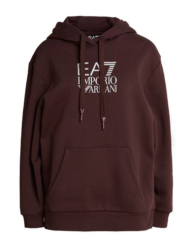 Ea7 Woman Sweatshirt Brown Size Xl Cotton, Polyester