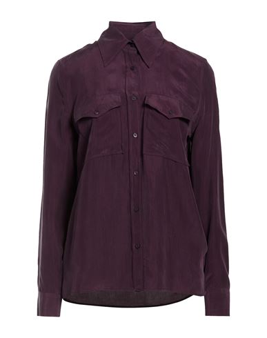 Xacus Woman Shirt Dark Purple Size 8 Silk In Burgundy