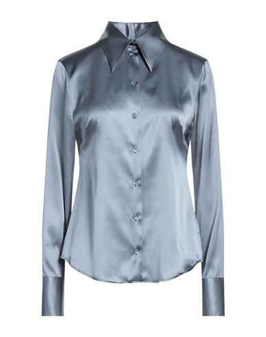 Xacus Woman Shirt Slate Blue Size 8 Silk, Elastane