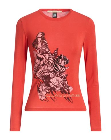 Cavalli Class Woman T-shirt Orange Size 10 Viscose, Elastane