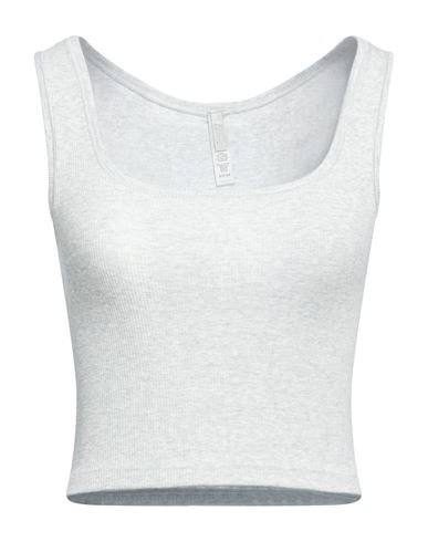 Skims Woman Tank Top Light Grey Size L Cotton, Elastane In Gray