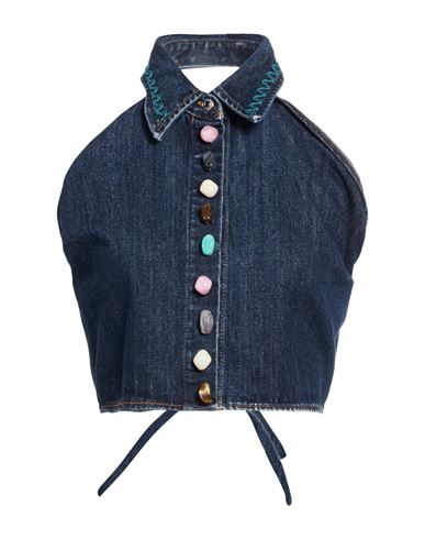 Msgm Woman Top Blue Size 4 Cotton