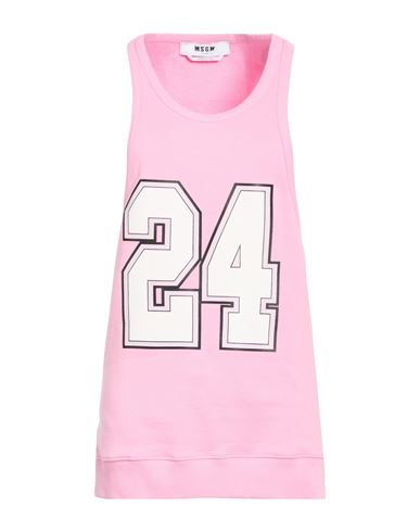 Msgm Woman Tank Top Pink Size S Cotton