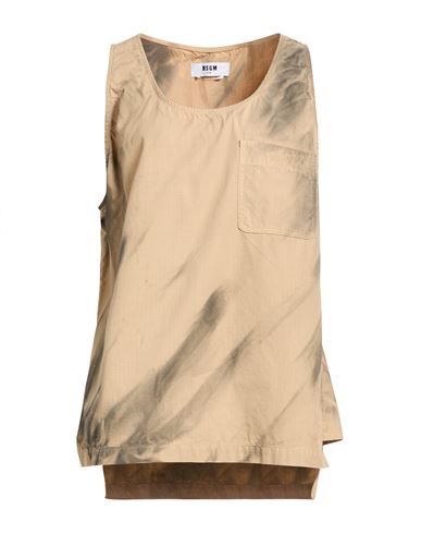 Msgm Woman Top Camel Size M Cotton In Neutral