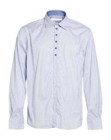Aglini Man Shirt Sky Blue Size 17 Cotton, Polyamide, Elastane