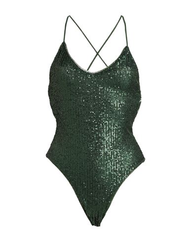 Norma Kamali Woman Bodysuit Dark Green Size S Polyester, Elastane