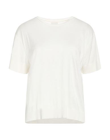 Calvin Klein Woman T-shirt White Size L Cotton, Silk