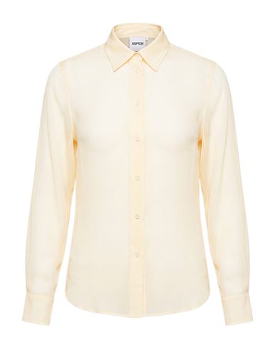 Aspesi Woman Shirt Pastel Yellow Size 8 Silk