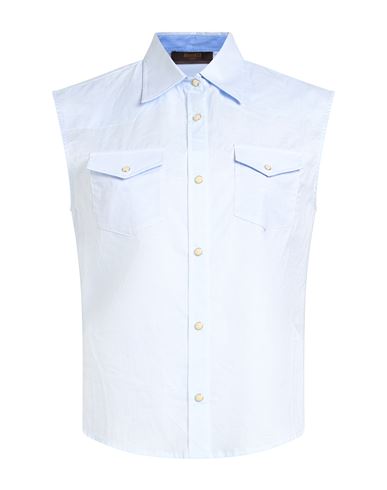 Moorer Woman Shirt Sky Blue Size 4 Linen, Paper