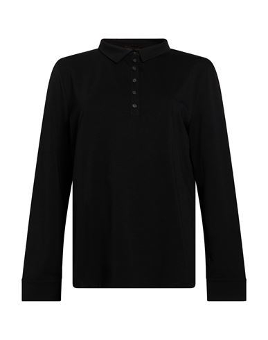 Moorer Woman Polo Shirt Black Size M Cotton, Elastane
