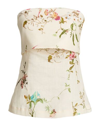 Semicouture Woman Top Beige Size 6 Linen