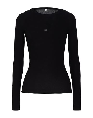 Baserange Woman T-shirt Black Size Xl Organic Cotton, Elastane