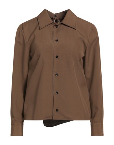 Mm6 Maison Margiela Woman Shirt Light Brown Size 6 Polyester, Virgin Wool, Viscose In Beige