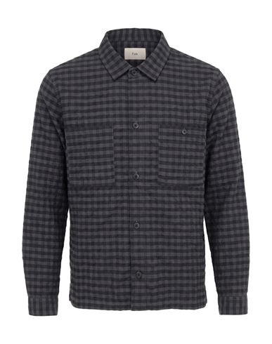 Folk Man Shirt Charcoal Size Xl Cotton, Polyester, Wool In Grey