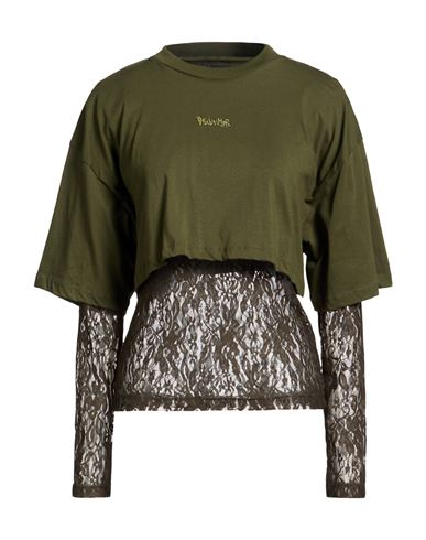 Disclaimer Woman T-shirt Military Green Size Xs Cotton