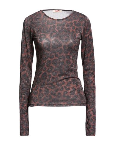 Kontatto Woman T-shirt Dark Brown Size S Polyester, Elastane