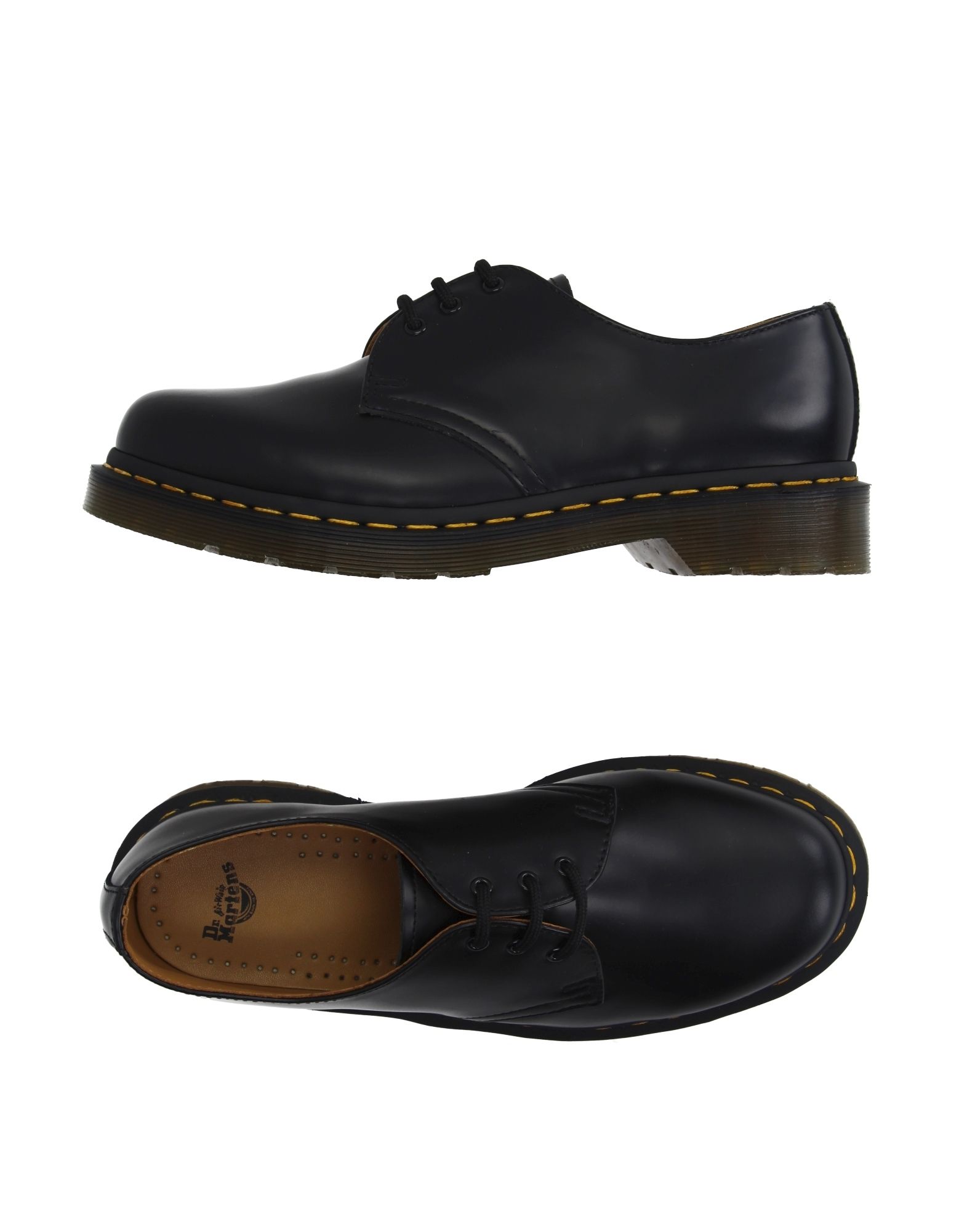 Dr. Martens Lace-up Leather Shoes Contrast Stitching In Black