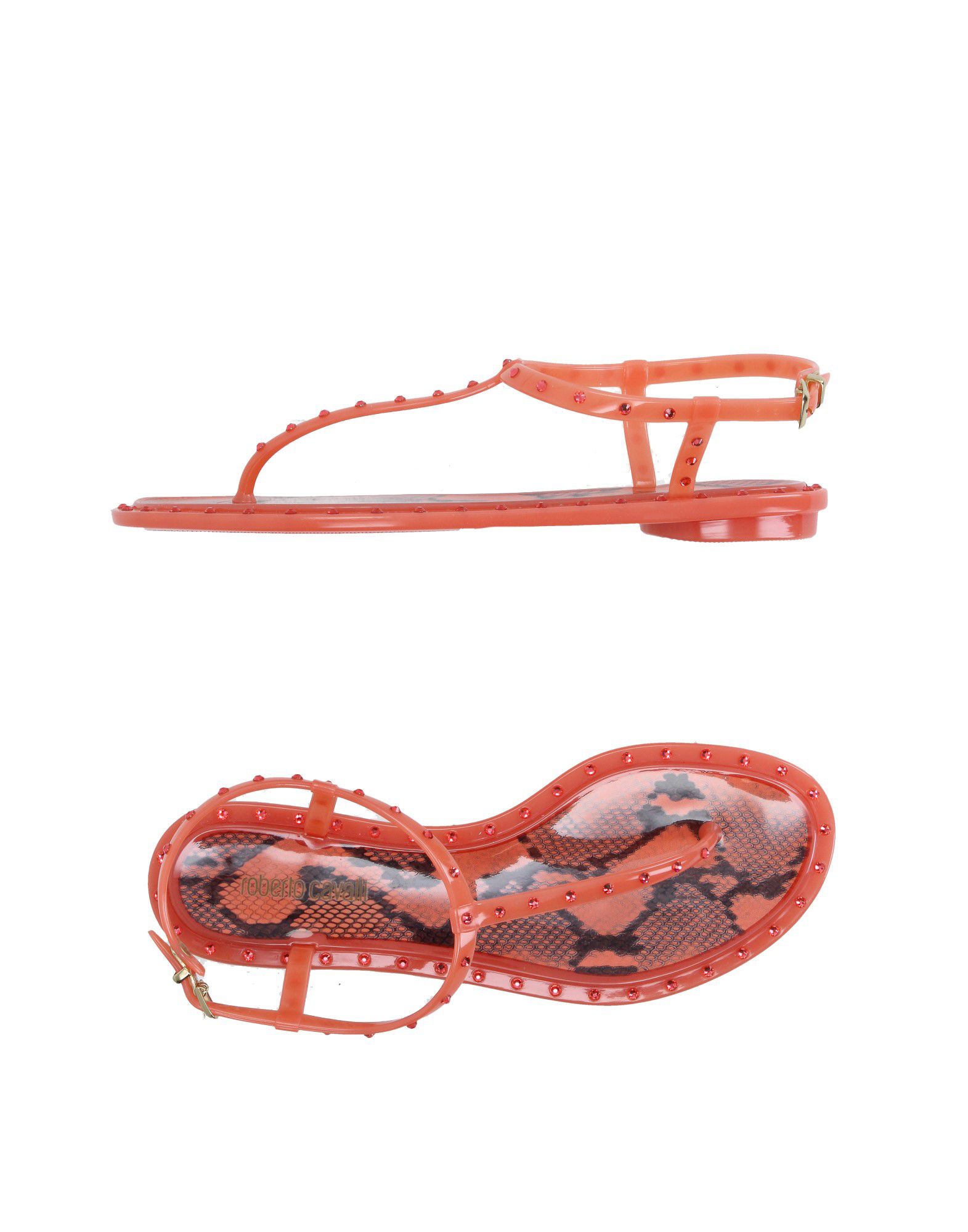 Roberto Cavalli Toe Strap Sandals In Orange