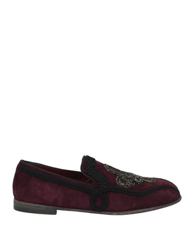 Dolce & Gabbana Man Loafers Burgundy Size 6.5 Calfskin, Viscose In Red