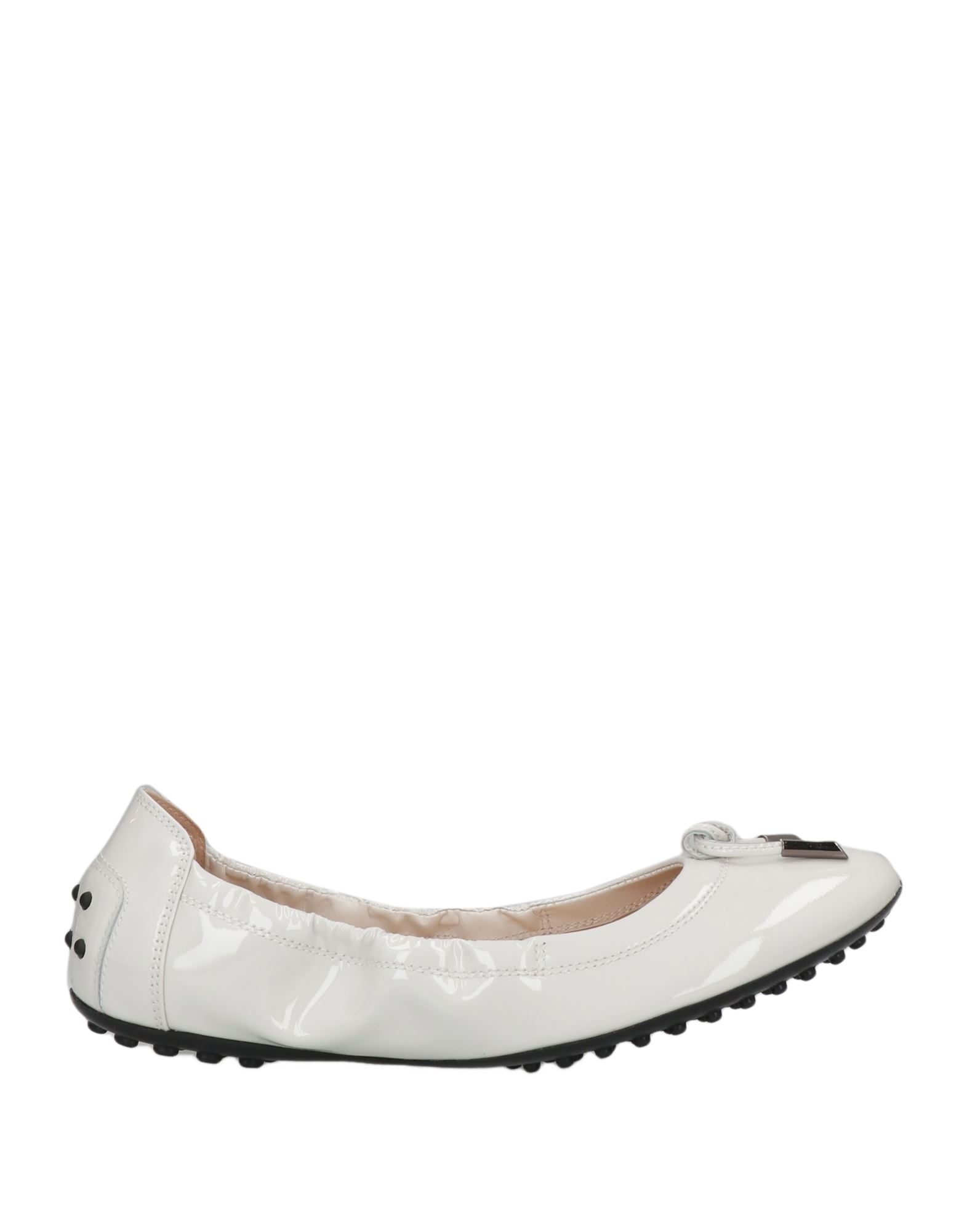 TOD'S TOD'S WOMAN BALLET FLATS WHITE SIZE 8 SOFT LEATHER