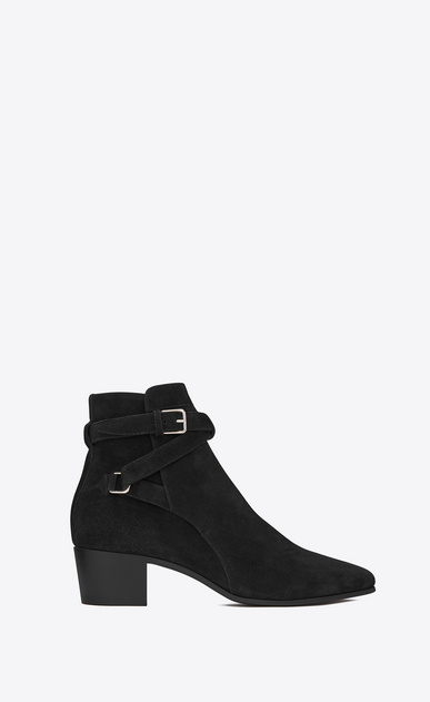 SAINT LAURENT Flat Booties Woman Signature BLAKE 40 Jodhpur Boot in Black Suede a_V4