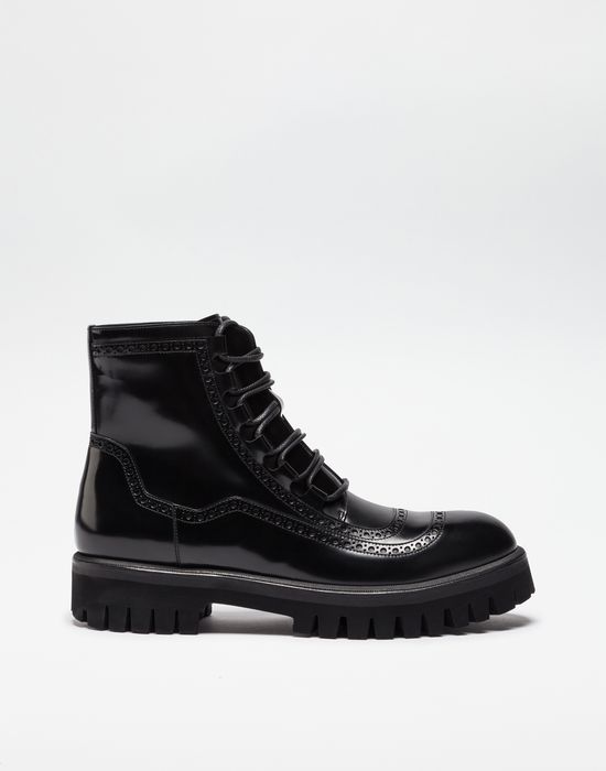 Dolce & gabbana leather brogue boots with treaded sole, ankle boot men ...