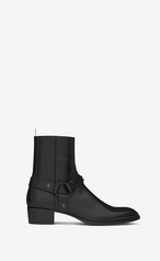 Saint Laurent WYATT 40 Chain Harness Boot In Black Leather | YSL.com