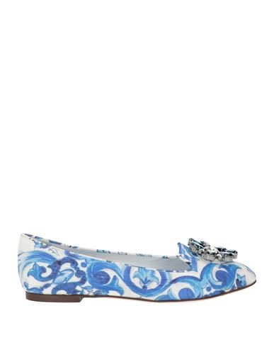 Shop Dolce & Gabbana Woman Loafers Azure Size 5.5 Viscose, Cotton In Blue