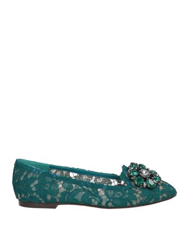 Shop Dolce & Gabbana Woman Loafers Green Size 5.5 Textile Fibers