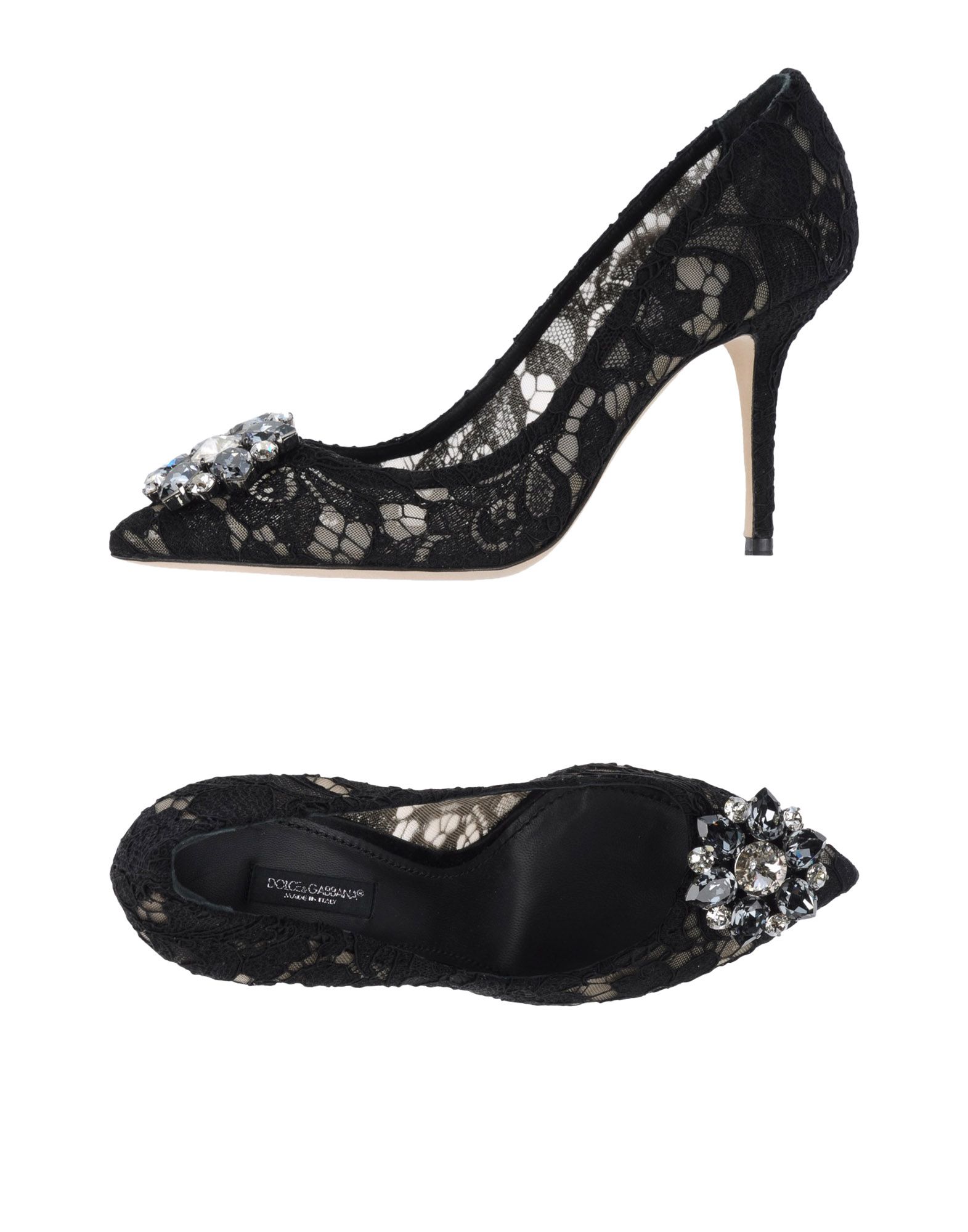 Shop Dolce & Gabbana Woman Pumps Black Size 8 Viscose, Cotton, Polyamide, Silk