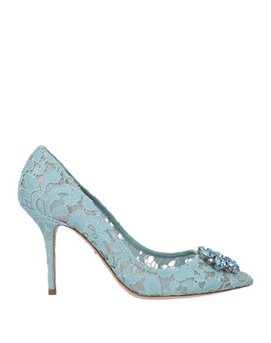 Shop Dolce & Gabbana Woman Pumps Sky Blue Size 6.5 Viscose, Cotton, Polyamide, Silk