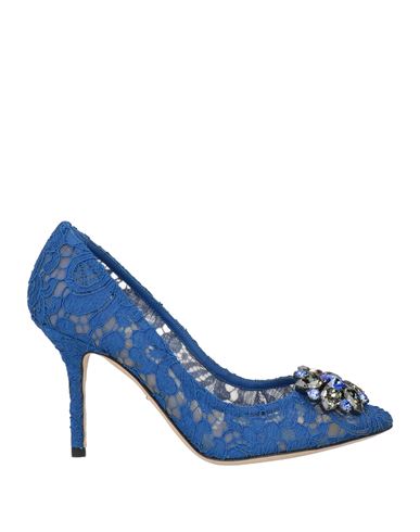 Dolce & Gabbana Woman Pumps Blue Size 6 Viscose, Cotton, Polyamide, Silk In Blue