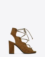 SAINT LAURENT Babies D Babies 90 geschlossene Schnürsandale aus cognacfarbenem Veloursleder f
