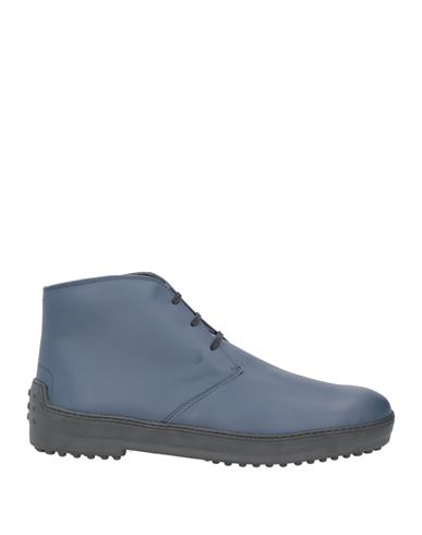 Tod's Man Ankle Boots Midnight Blue Size 9 Soft Leather In Blue