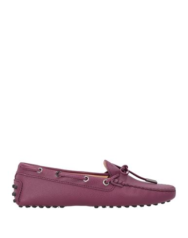 Tod's Woman Loafers Mauve Size 8 Soft Leather In Burgundy