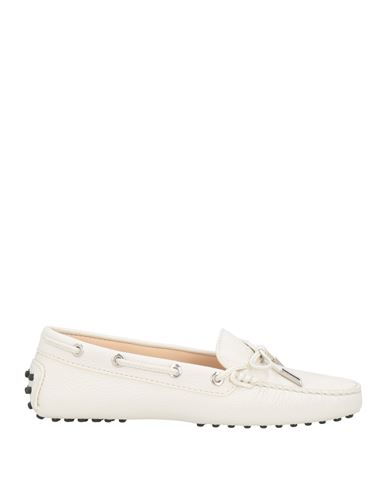 Tod's Woman Loafers Cream Size 6 Leather In White
