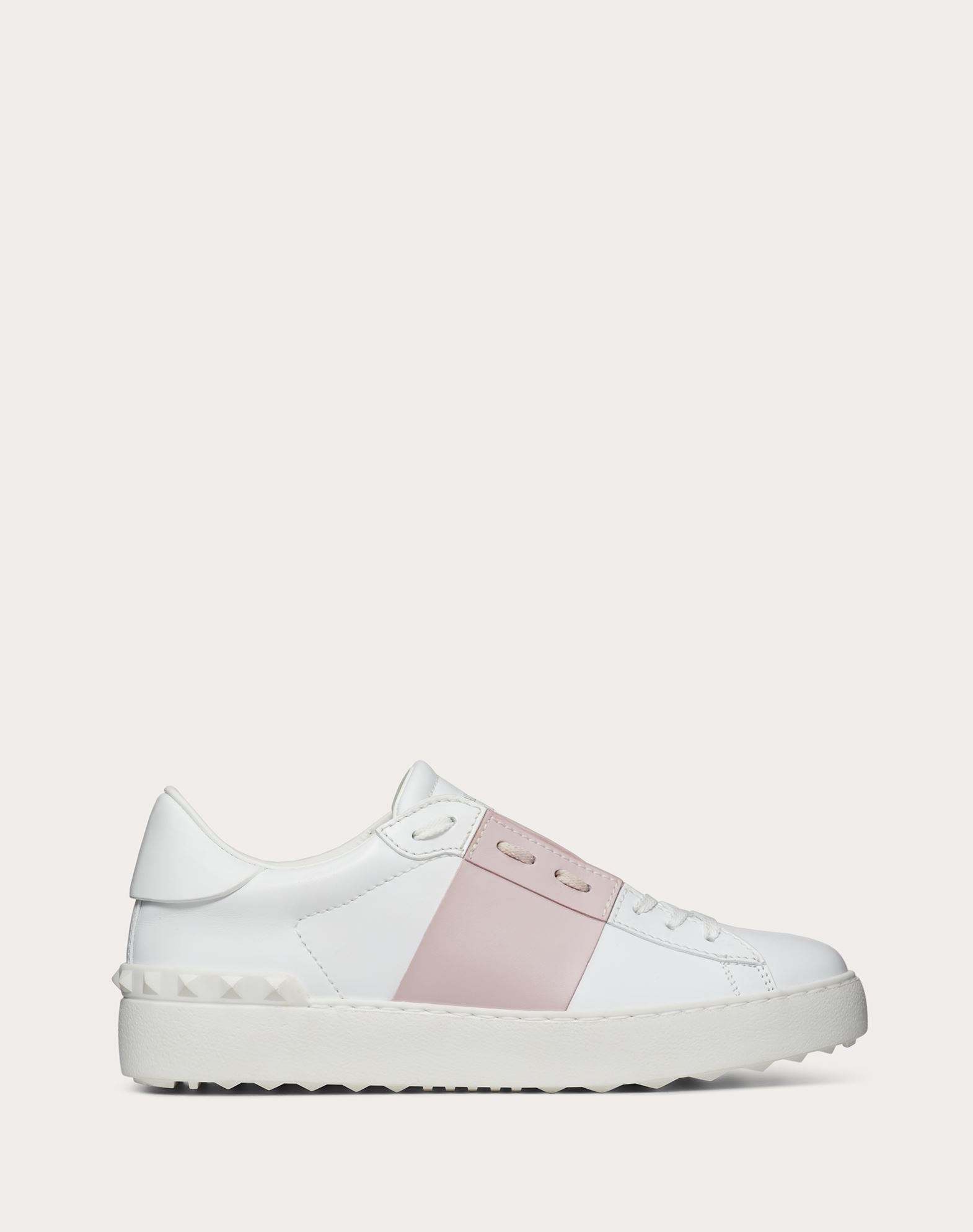 valentino open leather trainers