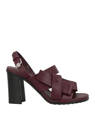 Tod's Woman Sandals Plum Size 5 Soft Leather In Purple