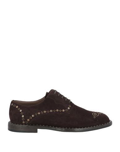 Man Lace-up shoes Dark brown Size 12 Calfskin