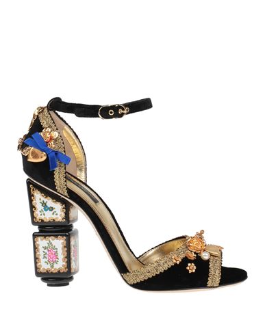 Dolce & Gabbana Woman Sandals Black Size 5.5 Viscose, Silk