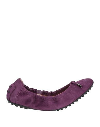 Shop Tod's Woman Ballet Flats Purple Size 9.5 Leather