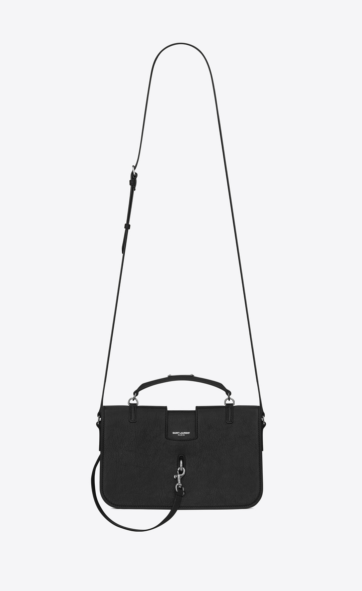 Saint Lau Medium Charlotte Messenger Bag In Black Leather Medium Charlotte Messenger Bag In Black Leather Front View