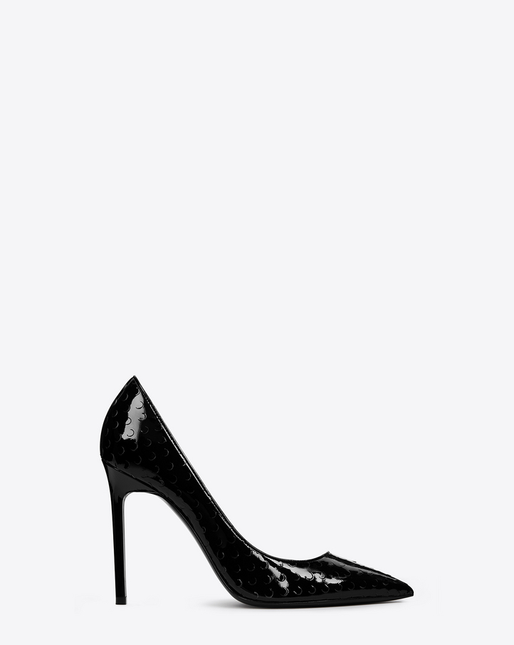 Saint Laurent Anja 105 D'orsay Pump In Black Patent Leather | YSL.com