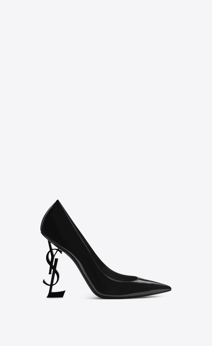 Saint Laurent Opyum 110 Pump In Black Patent Leather And Chrome | YSL.com
