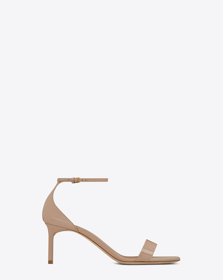 Saint Laurent Amber Ankle Strap 65 Sandal In Shell Patent Leather | YSL.com