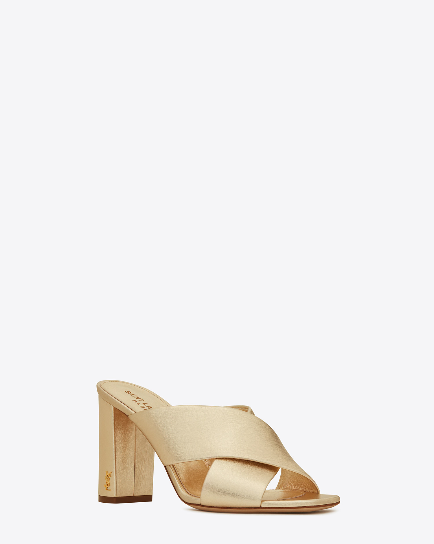 YSL - LOULOU 95 MULE SANDAL IN PALE GOLD | Mule sandals, Mules, Leather